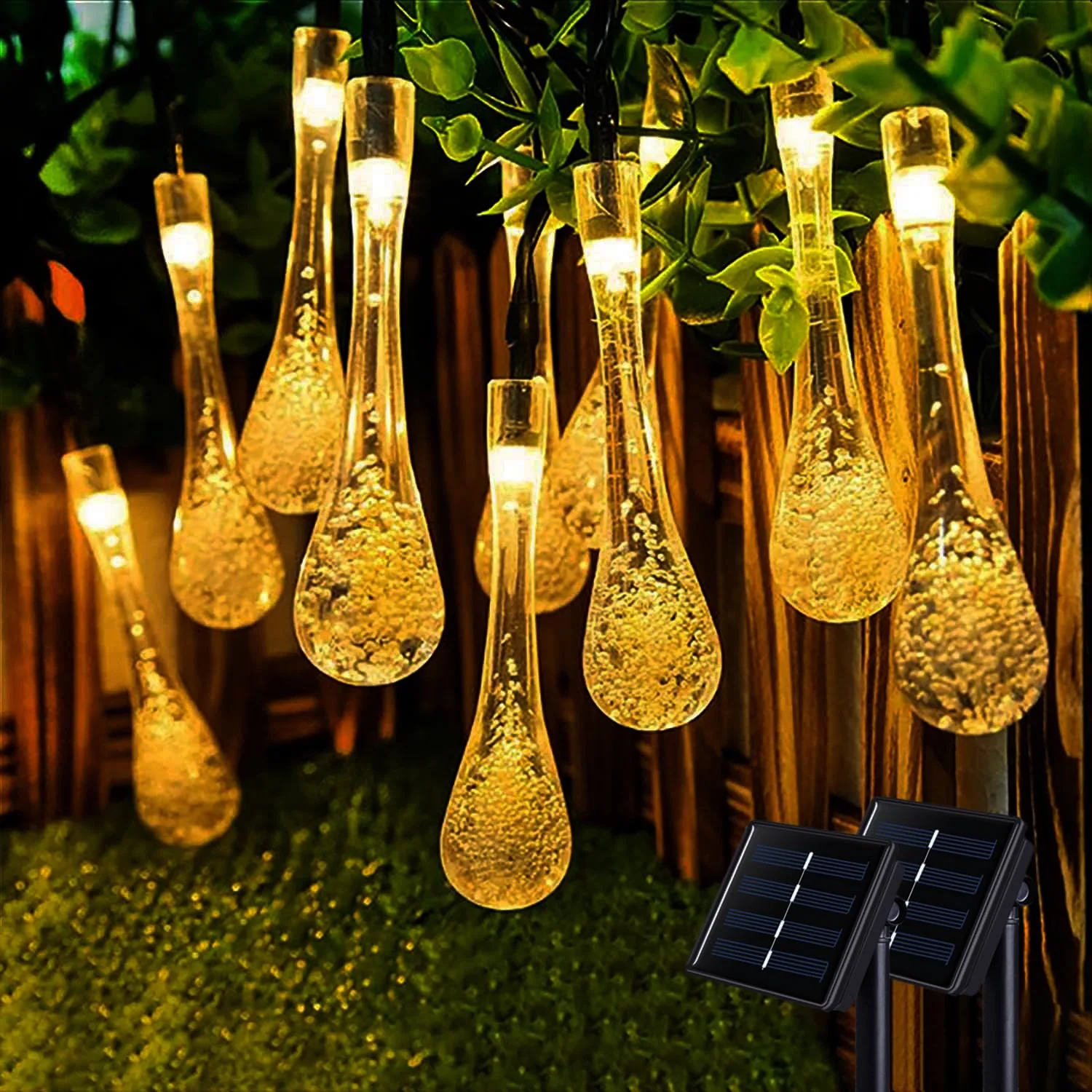 

Светодиодный креативный светильник с каплями воды на солнечной энергии, 20 светильников для украшения дома, двора на открытом воздухе, украшения рождественской атмосферы