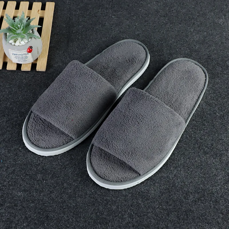 Breathable Half Pack Slippers Winter Coral Fleece Slippers Hotel Home Guest Indoor Shoes Non-slip Disposable Warm Slippers