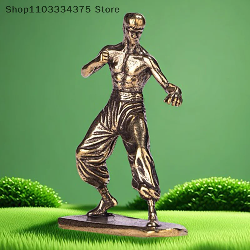 Brass Kung Fu Martial Artist Statue for Movie Themed Decor – Multi-Functional Room Decor and Indoor Scene Decoration