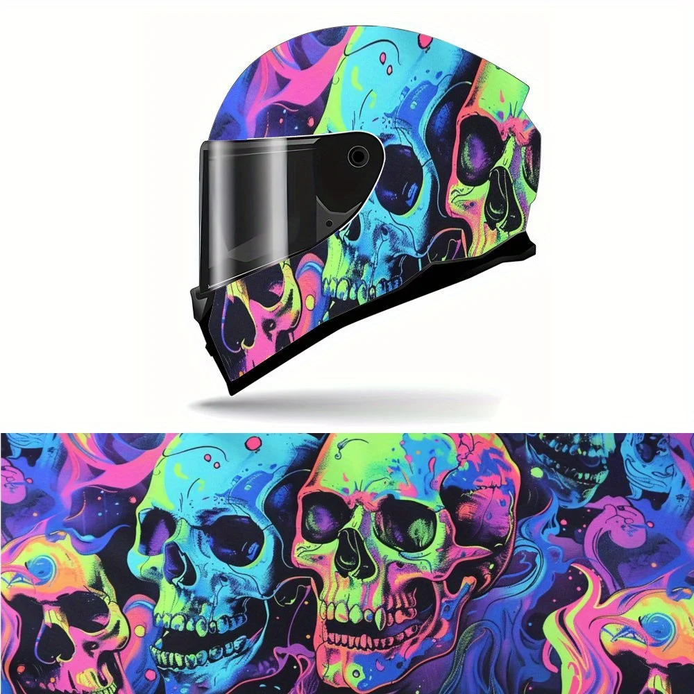 

Smiling Cyber Trend Street Hip Hop Skeleton Print Full Helmet Wrap Sticker Motorcycle Helmet Racing Graphic Decal Vinyl Wrap Hel