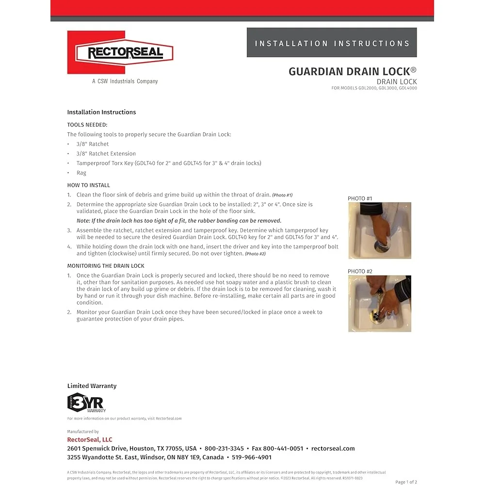 GDL2000 Drain Lock Neutral Commercial Floor Sinks Prevents Clogs Reduces Plumbing Costs Easy Installation Durable Design
