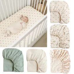 Soft Cotton Gauze Baby Fitted Sheet Large Newborn Crib Sheet Breathable Baby Bed Sheet Cover for Standard Crib(28X52Inch)