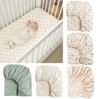 Yumuşak Pamuklu Gazlı Bez Bebek Çarşaf Büyük Yenidoğan Beşik Çarşaf Nefes Bebek Çarşaf Kapak Standart Beşik için (28X52 Inç)