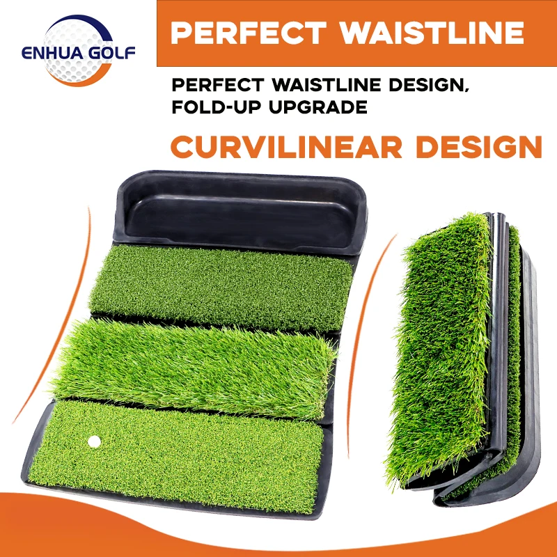 Golf Mat Hitting Mat with Ball Tray Design Collapsible 4-in-1 Hitting Mat Portable Golf Practice Hitting Mat