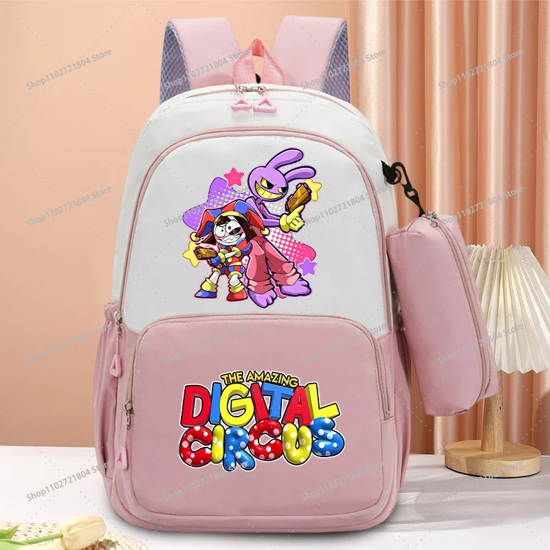 The Amazing Digitals Circus Large Capacity Backpacks with Pencil Case Anime Printed Schoolbag Students Book Stationery Backpack - view 5
