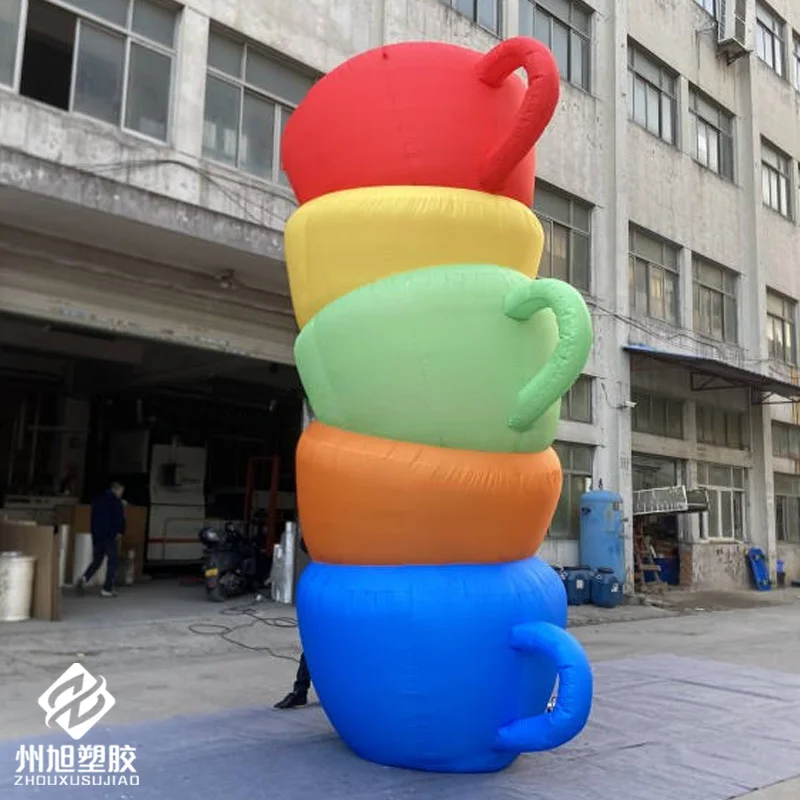 Inflatable cups, with blowers, cups of multiple colors connected, outdoor shopping mall event decoration props