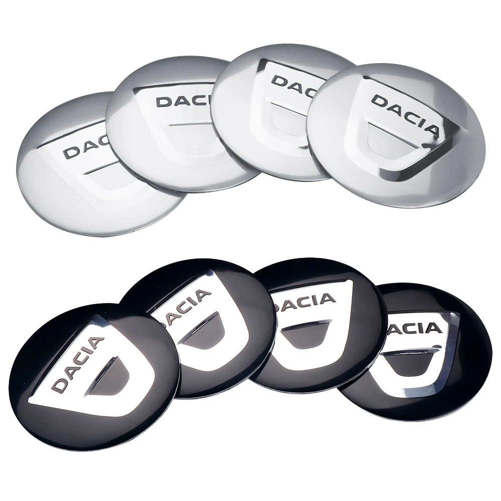 4Pcs Aluminum Car Badge Emblem Wheel Hub Rims Decor 3D Stickers For Dacia Duster Logan Dokker Lodgy 2 Sandero MK2 Stepway R4