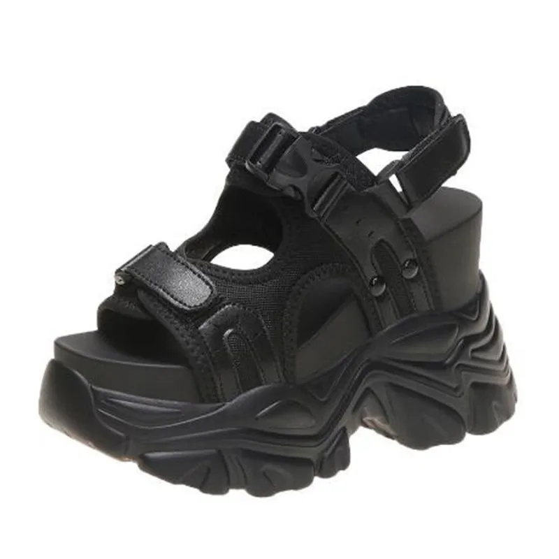 Sandalias de plataforma gruesas de marca para mujer, tacones altos de 10,5 CM, sandalias sexis con punta abierta, zapatos con cuña aumentada, Sandalia de playa de verano para mujer