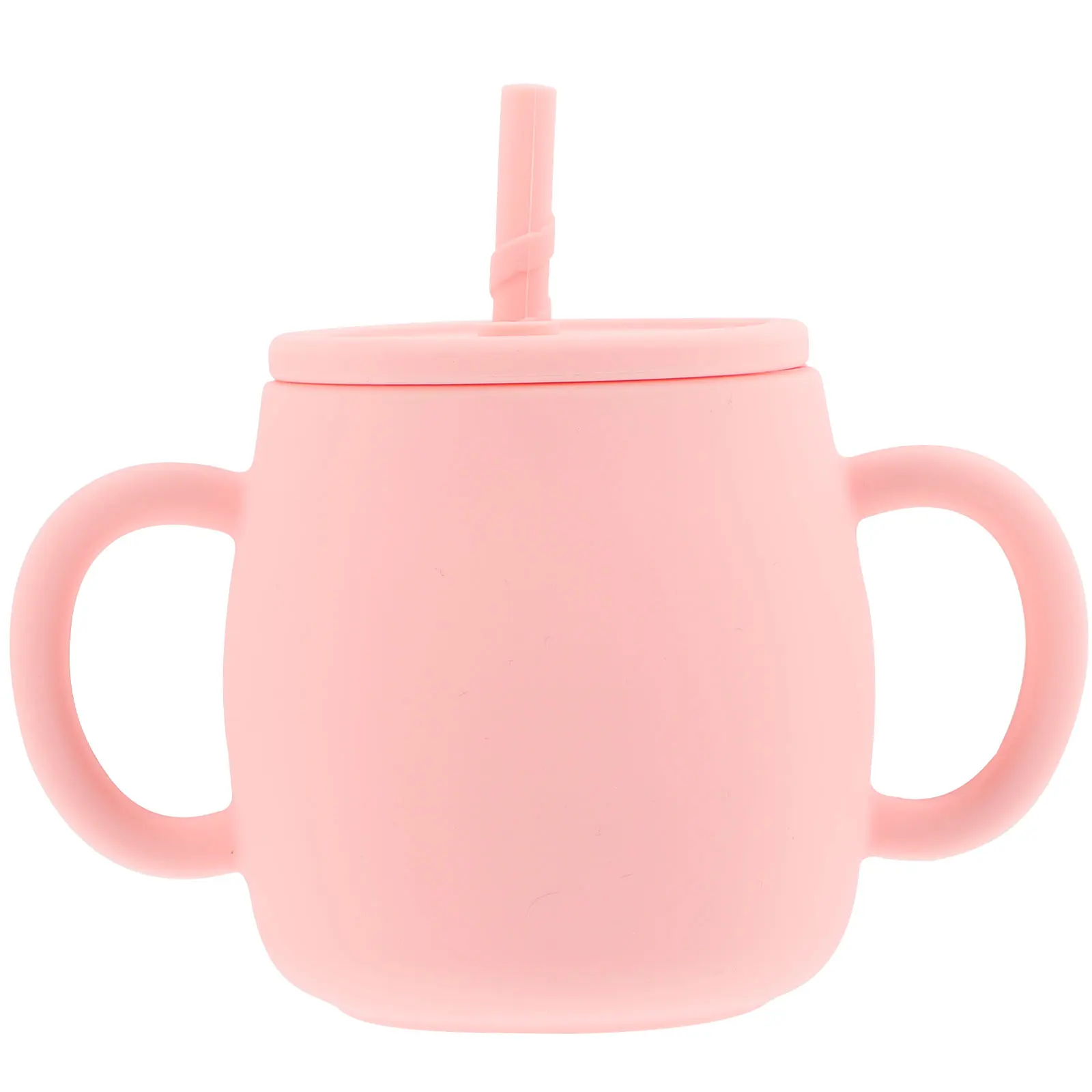 

Silicone Training Cup 280ml Baby Straw Cup for Toddler H Grip Anti Spill Water Bottle Kids 6 Months Plus