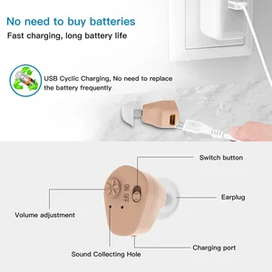 Wiederaufladbarer Schallverstärker im Ohr mit Batterie, Hörgeräten, Hörgeräten, Gehörlosen, drahtloses Headset 8 Hauptverkaufsstapel auditorische Geräte - №1