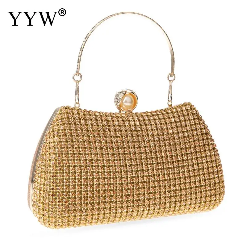 Luxury Lady Golden Rhinestone Bags 2023 Fashion Female Elegant Dinner Purses And Handbags Wedding Party Purse Day Clutches