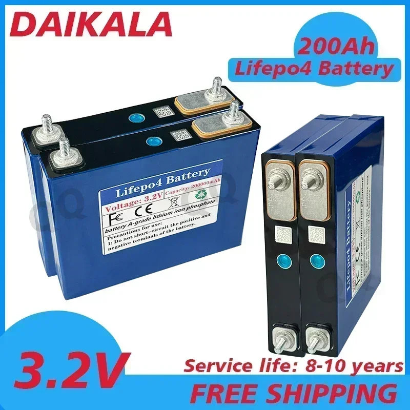 

1-2PCS 2024 New 3.2V 200Ah Lifepo4 Rechargeable Battery Lithium Iron Phosphate Cell Suitable for Ships Golf Carts UPS Motor