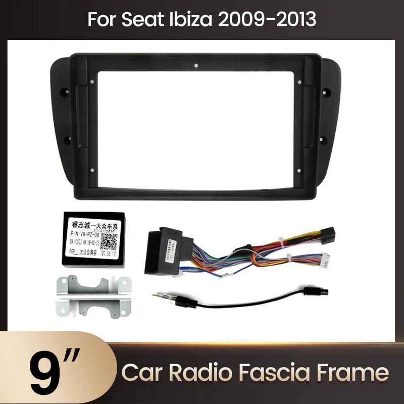 9-Zoll-Gesichtsrahmen für Seat Ibiza 6j 2009–2013 2 Din Autoradio GPS Stereo Center Control Dashboard Fascia Stereo Panel Dash Kit