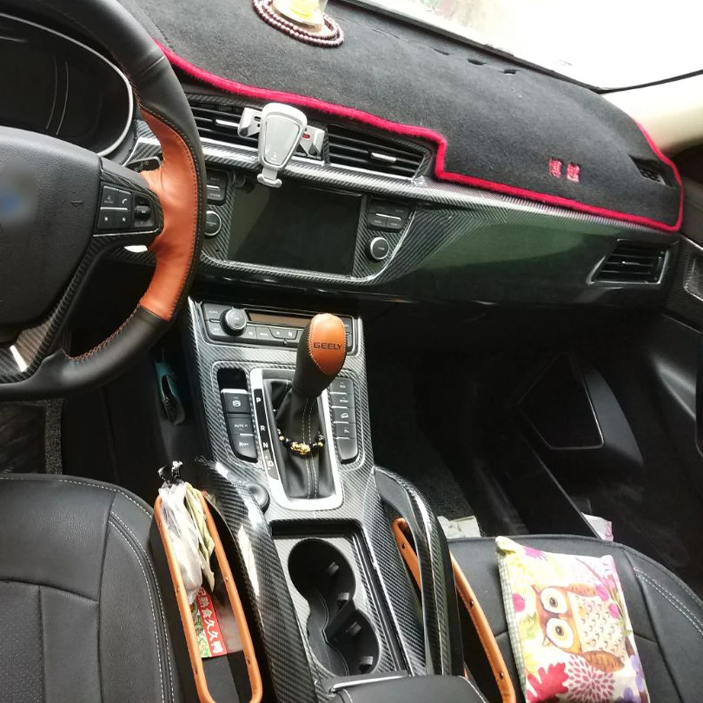 for Geely Atlas 2018-2021 Car Carbon Fiber Decals - Door Handle & Center Console Styling Accessories