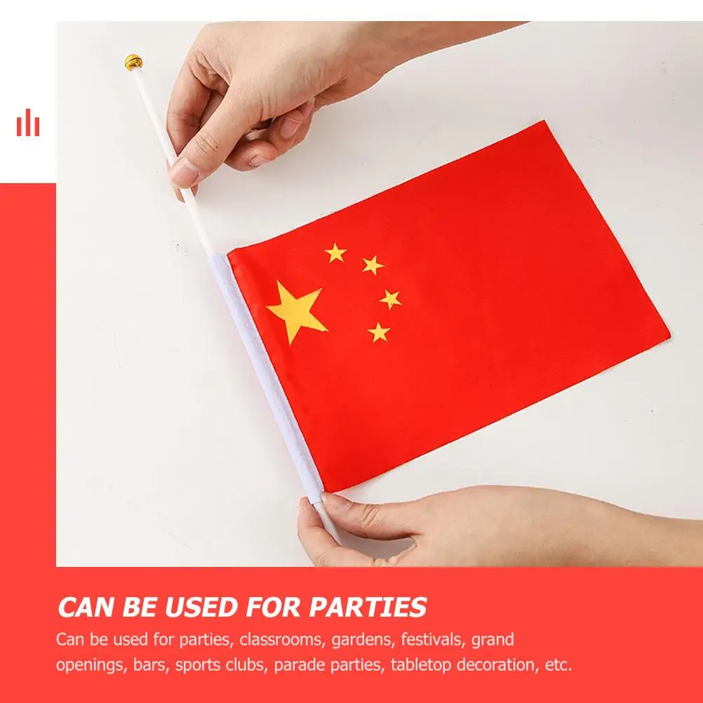 50 Pcs 14X21Cm Handheld China Flag Mini Polyester Outdoor Indoor National Party Banner Parade Festival Decoration Tabletop