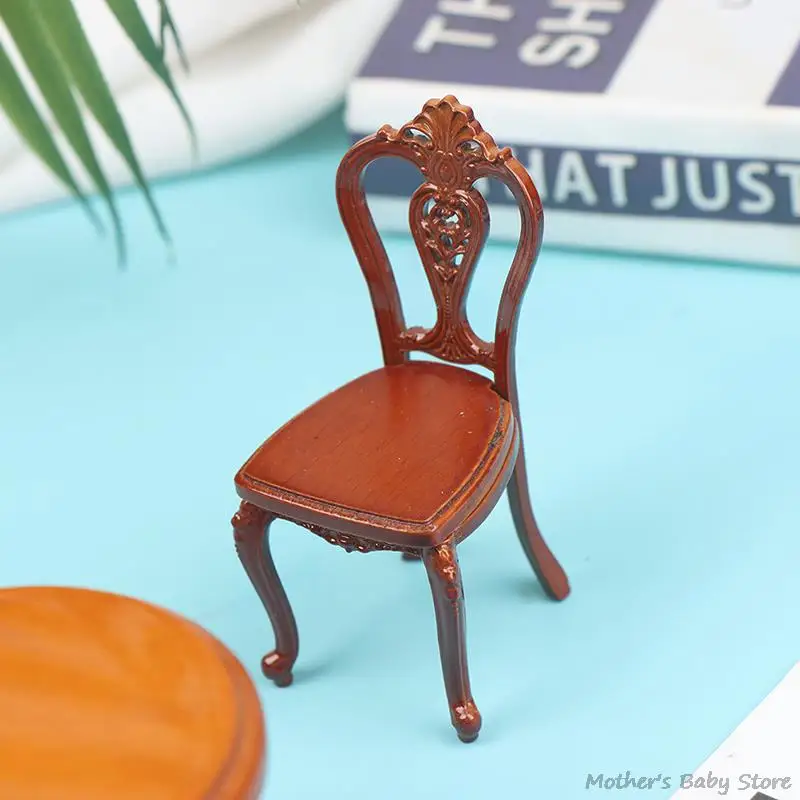 1PC 1/12 Dollhouse Miniature Wooden Chairs Furniture Accessories Miniature Round Stool For Dolls Home Decoration Kids Toy