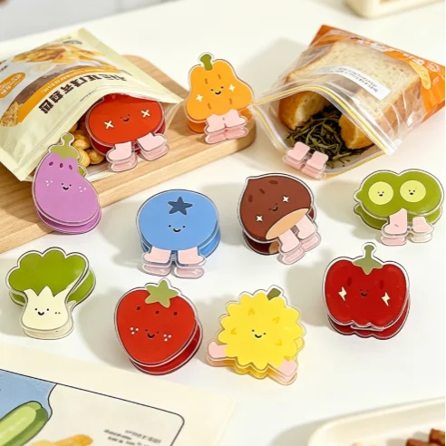 7 11Pcs Fruit Vegetable Shaped Sealer Clips Multipurpose For Food Bags Receipts Notes Files Photos Kitchen Home Organizer