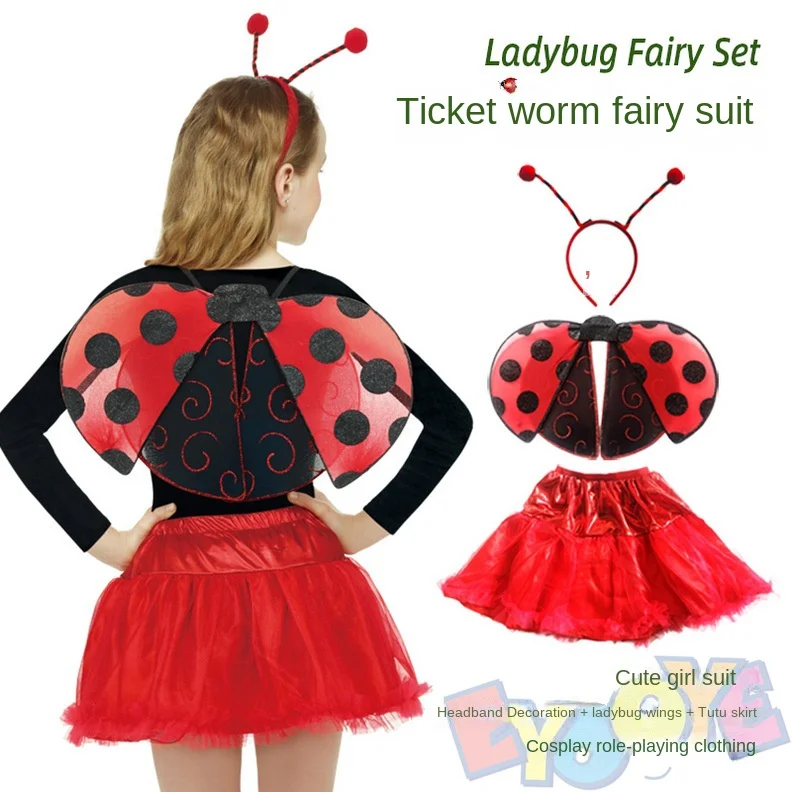 On Children Day, Ladybug Wings TUTU Skirt Set Stage Performance Props Ladybug Fairy Set