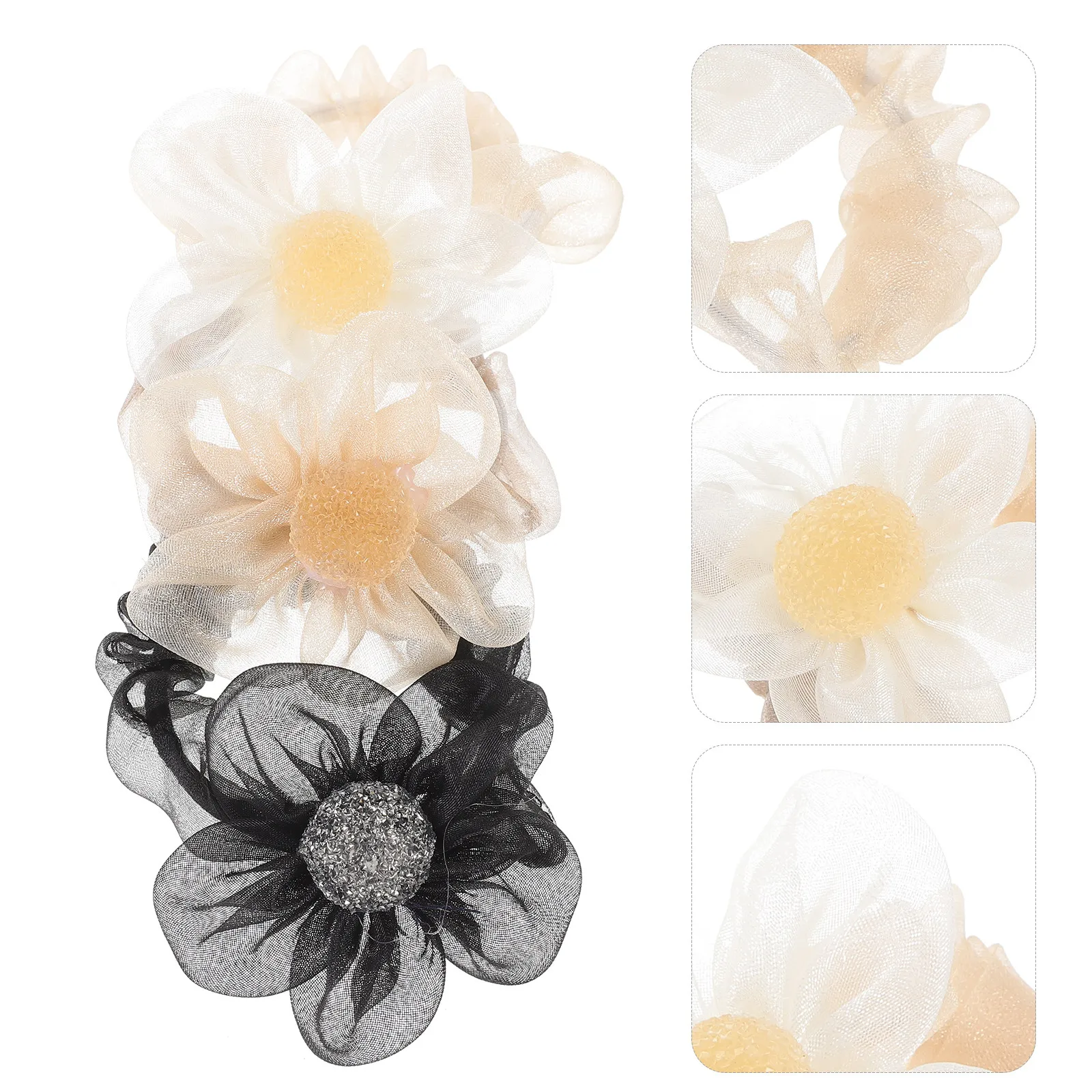 

Набор из 9 резинок для волос с цветочным декором для женщин: эластичные резинки для хвоста, милые скранчи с цветами, мягкие, не повреждающие волосы аксессуары для причесок