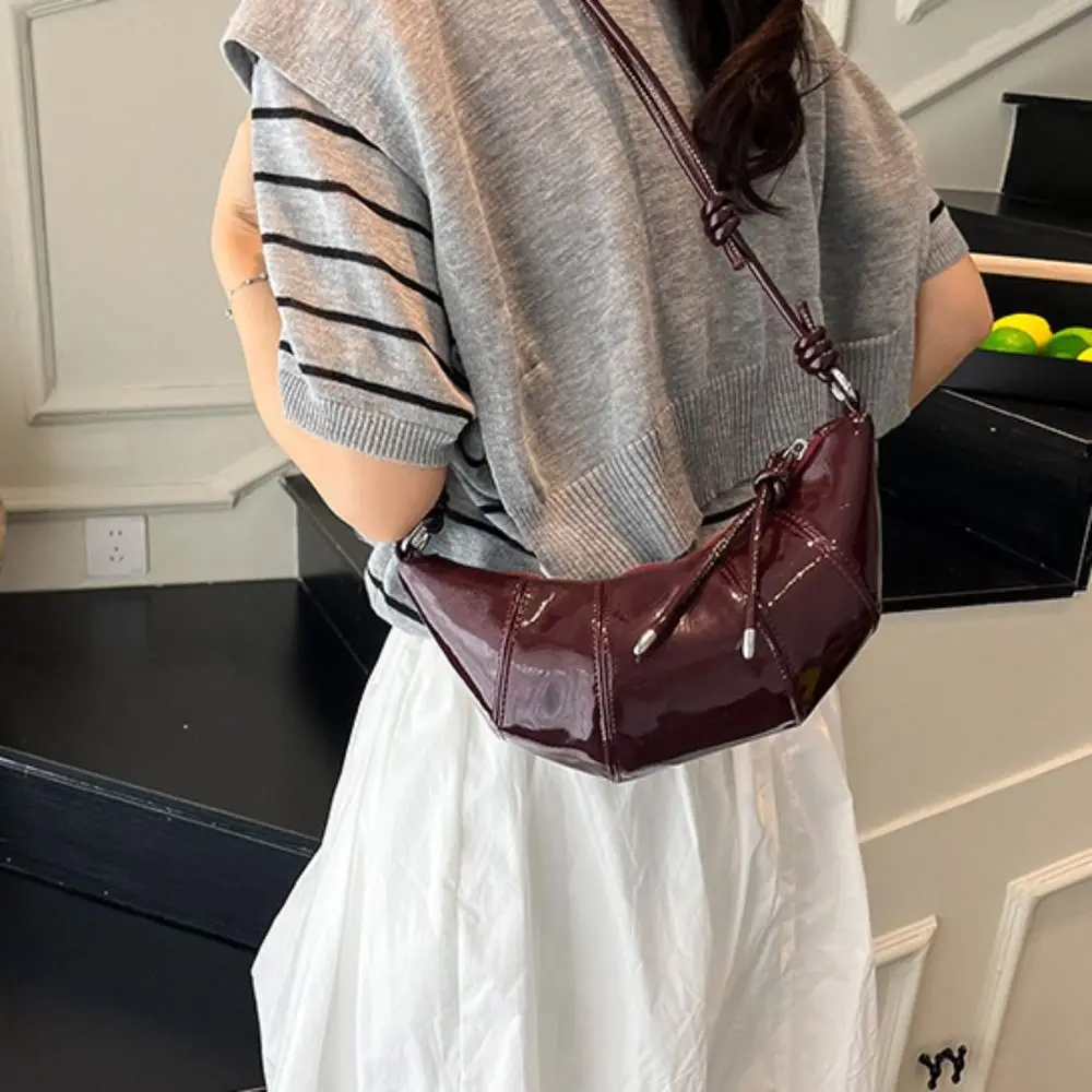 

Fashionable Vintage Croissant Crossbody Bag Pu Leather Solid Color Dumpling Shoulder Bag Retro Casual Women's Handbag Girls