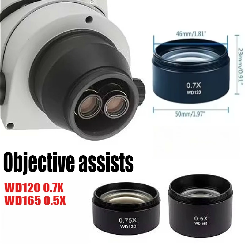 Objectif auxiliaire pour Microscope stéréo, lentille d'objectif assistée par Microscope 0.5/0.7X