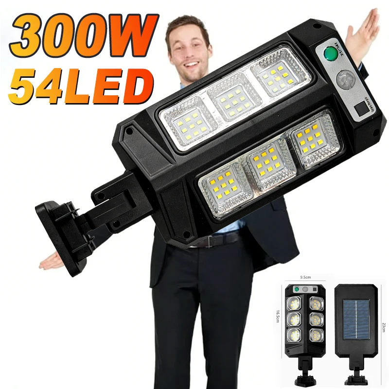 Luz Solar de 2000LM para Exterior, Lâmpada Solar com Sensor de Movimento, Controle Remoto, à Prova d'Água, para Rua, Parede e Quintal