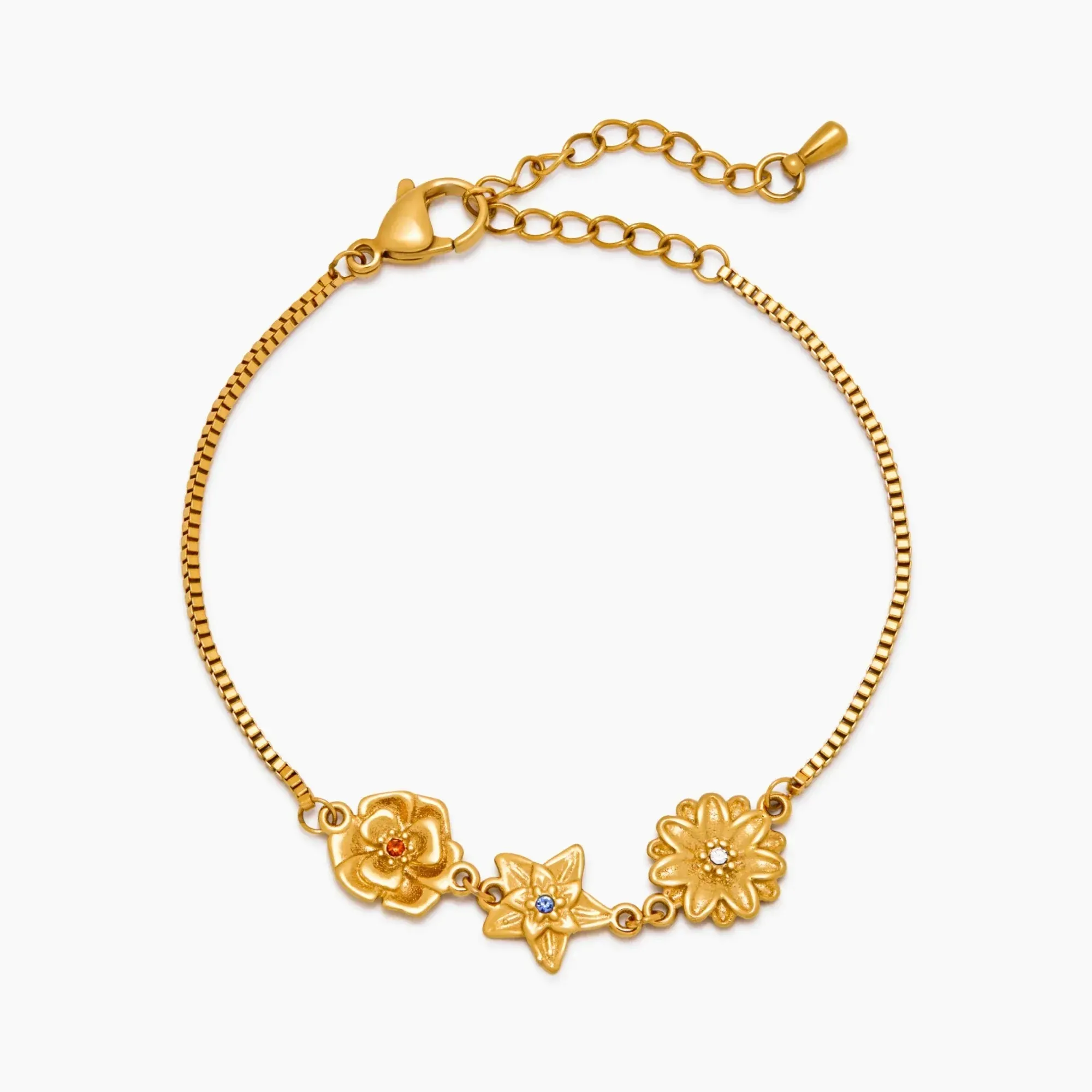 

Персонализированный браслет-подвеска с цветком рождения, 18-каратное позолоченное кристаллическое центро, водонепроницаемые, настраиваемые, ювелирные изделия на месяц рождения для нее, подарок