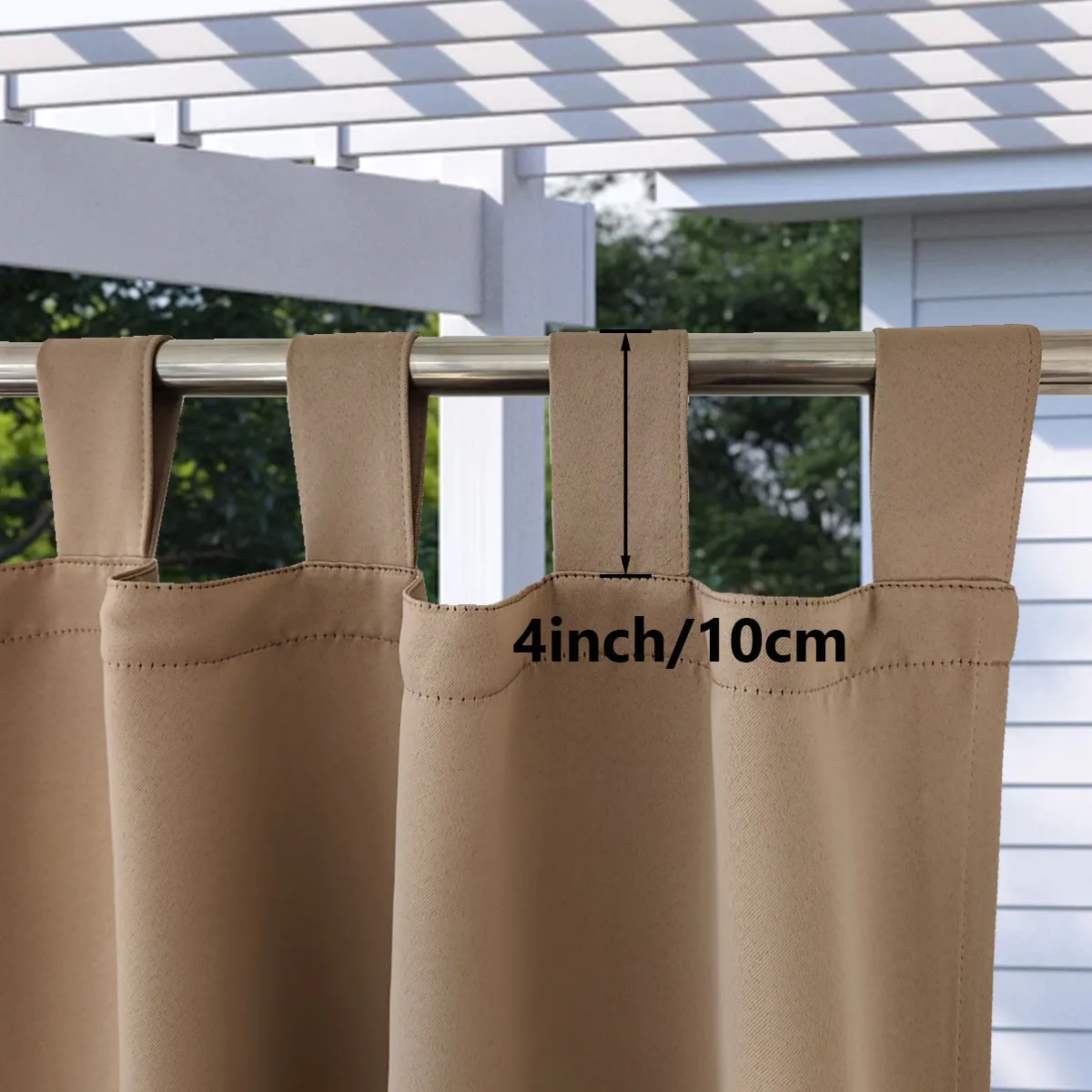 1PC, Waterproof Outdoor Thermal Insulated Curtain, Sun Blocking Tab Top Curtain For Patio, Porch, Pergola, Cabana Decoration