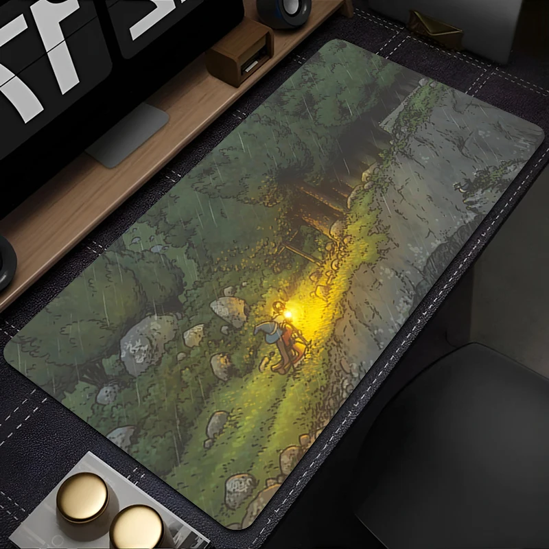 لوحة ماوس ممتدة للألعاب مع حواف مخيطة حصيرة مكتبية معالج كرتوني قاعدة غير قابلة للانزلاق لوحة مفاتيح الكمبيوتر لأجهزة الكمبيوتر المحمول #1