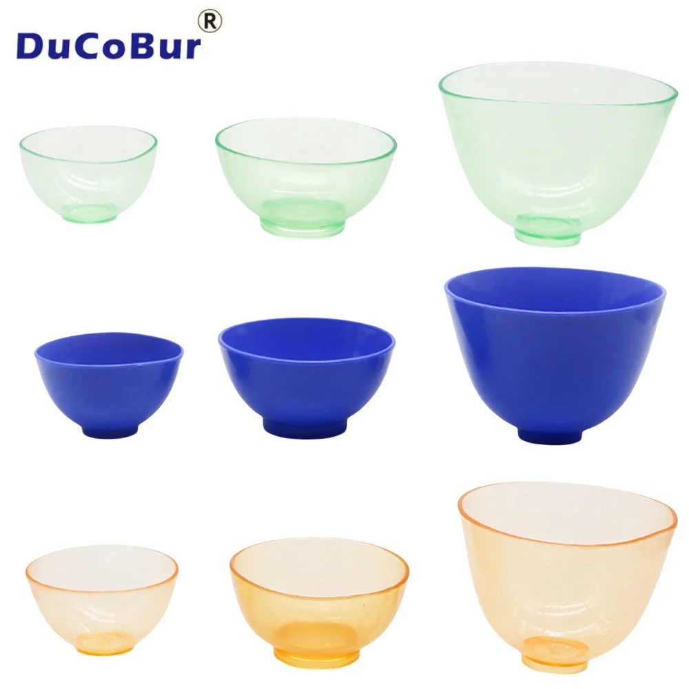 3pcs/Set Plaster Mixing Bowl Dental Tools Material Soft Bowl Color Transparent Rubber Leather Bowls 150/280/690ml Dentistry Lab