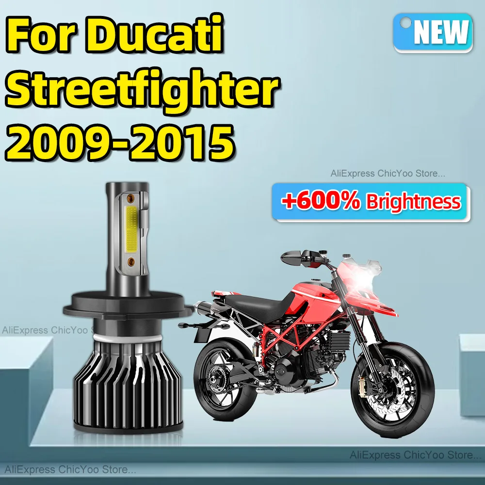 For Ducati Streetfighter 2009 2010 2011 2012 2013 2014 2015 Motorcycle LED Headlights H4 Light Bulbs Moto Lamp 60W 6000K