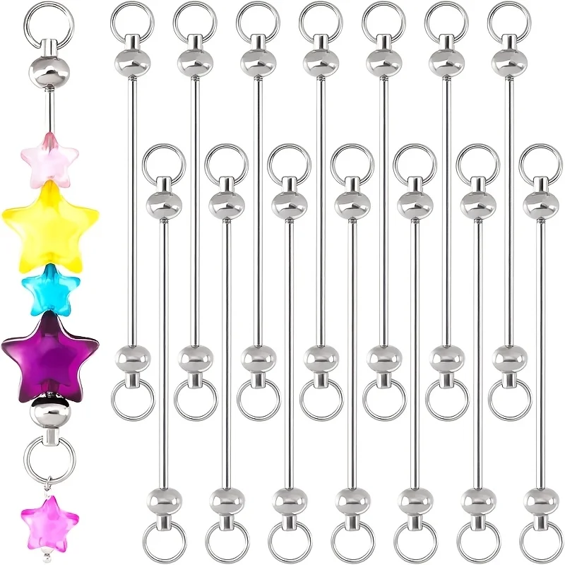 Economical Detachable Keychain Beadable Keychain, Blank Jewelry Making Key Ring DIY Beaded Keychain Accessories 14pcs