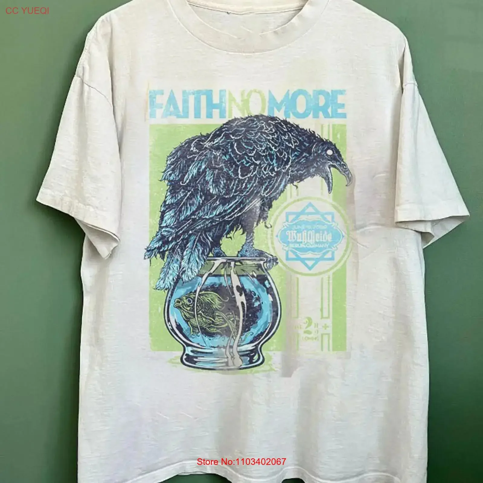 Винтажная белая футболка группы FAITH NO MORE, концертная, размеры S-5XL, SG507, с эффектом потертости, модная, мужская, уличная одежда, дышащая.