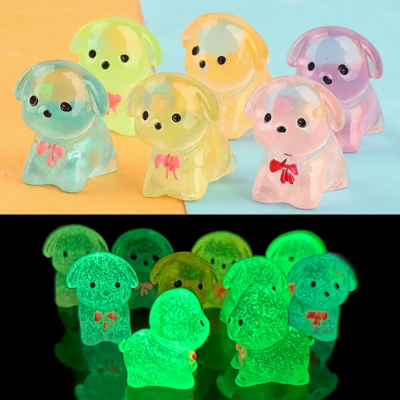 20-Pack Glow-in-the-Dark Cute Puppy Resin Figurines - Miniature Animal Decor for Terrarium, Garden & DIY Crafts
