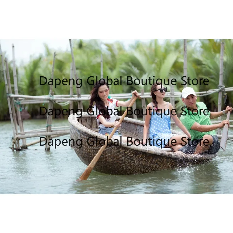 Eco Friendly Handmade Bamboo Single Person Hand Propelled Floating Vessel Traditional Craft Sightseeing Equipment