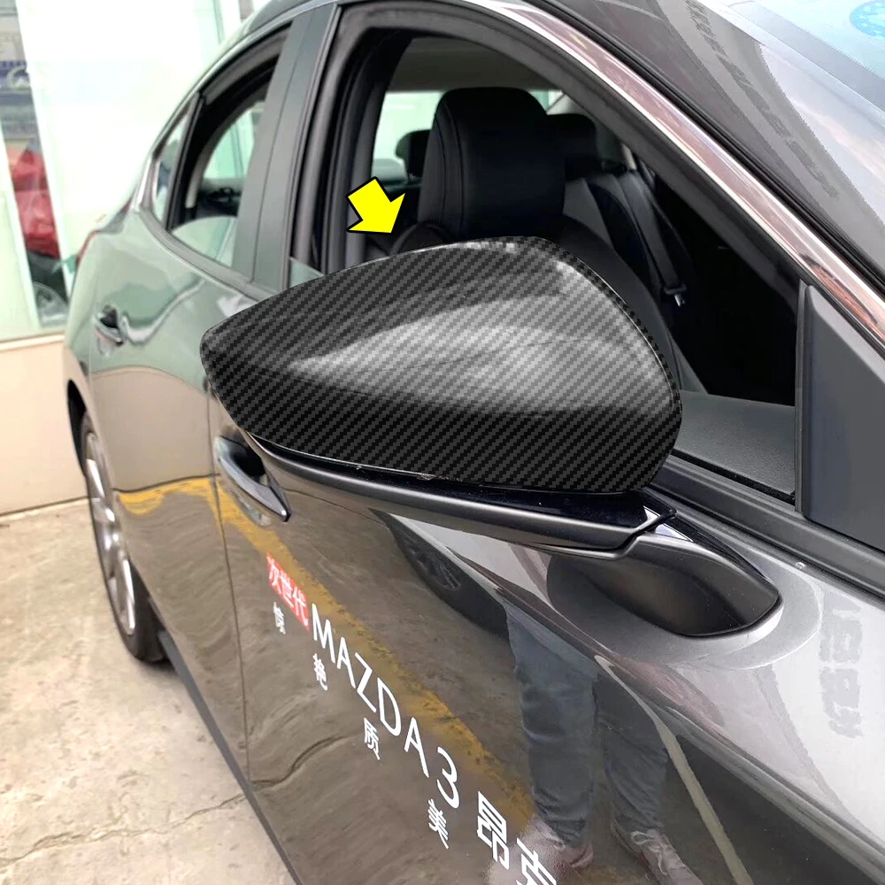 

For 2019-2024 Mazda3 Mazda 3 Outside Door Mirror Wing Trim Covers ABS Carbon Fiber Styling