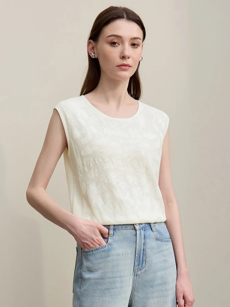

Amii Sleeveless Women's Sweater 2026 Summer New O-Neck Loose Jacquard Knit Top Elegant Office Casual T-shirts For Women 12622193
