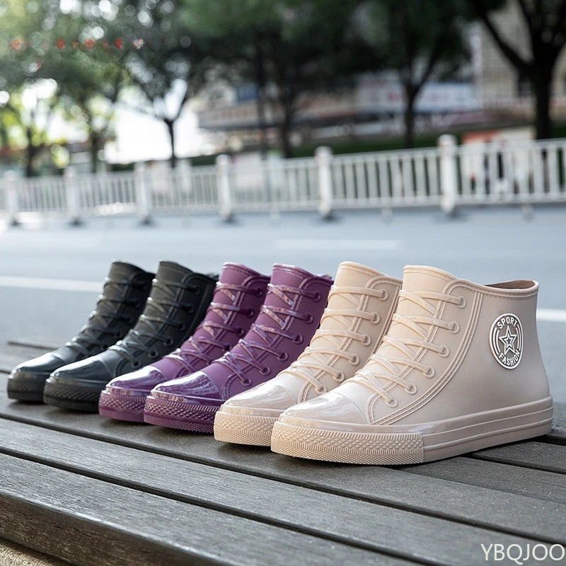 Four Seasons Women Short Tube Rain Boots Waterproof Anti Slip Wear Resistant Casual Fashion Outdoor Rubber Water Shoes