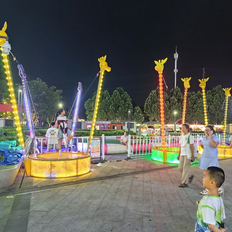 Bungee Trampoline, Easy Installation, Cartoon Giraffe Design, Single LED Light, Children Game Facility, Amusement Park Equipment