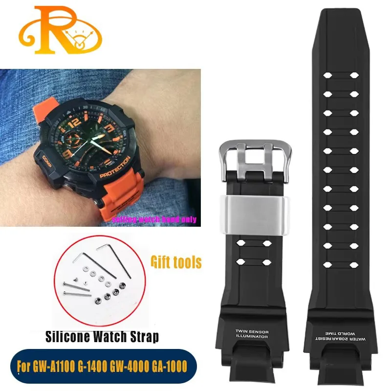 Silicone Rubber strap For Casio G-SHOCK GA1000 GA1100 GW4000 G1400 GW-A1000/1100 Blue red Waterproof Watchband men's Accessories