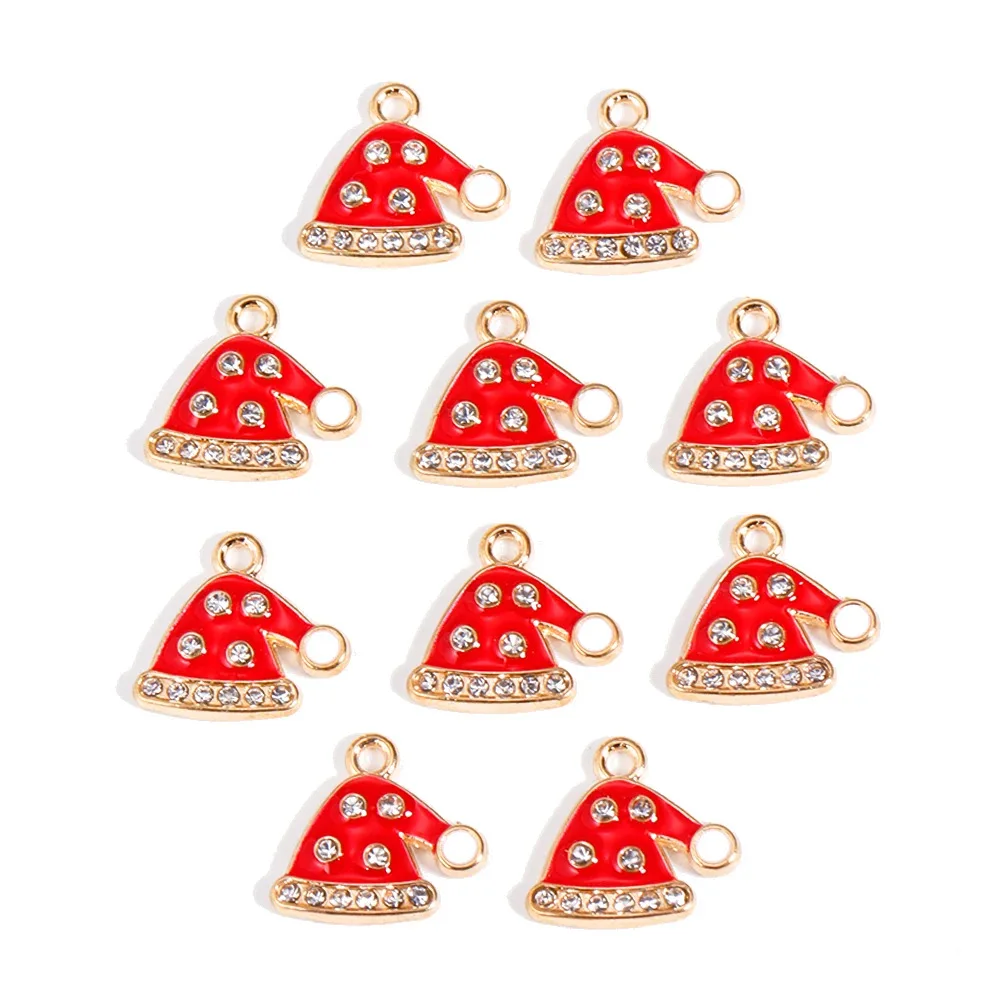 20 pcs/lot Fashion Gold Christmas Santa Hat Pendant Accessories Charms for Women, Earrings/Necklace Handmade DIY Jewelry