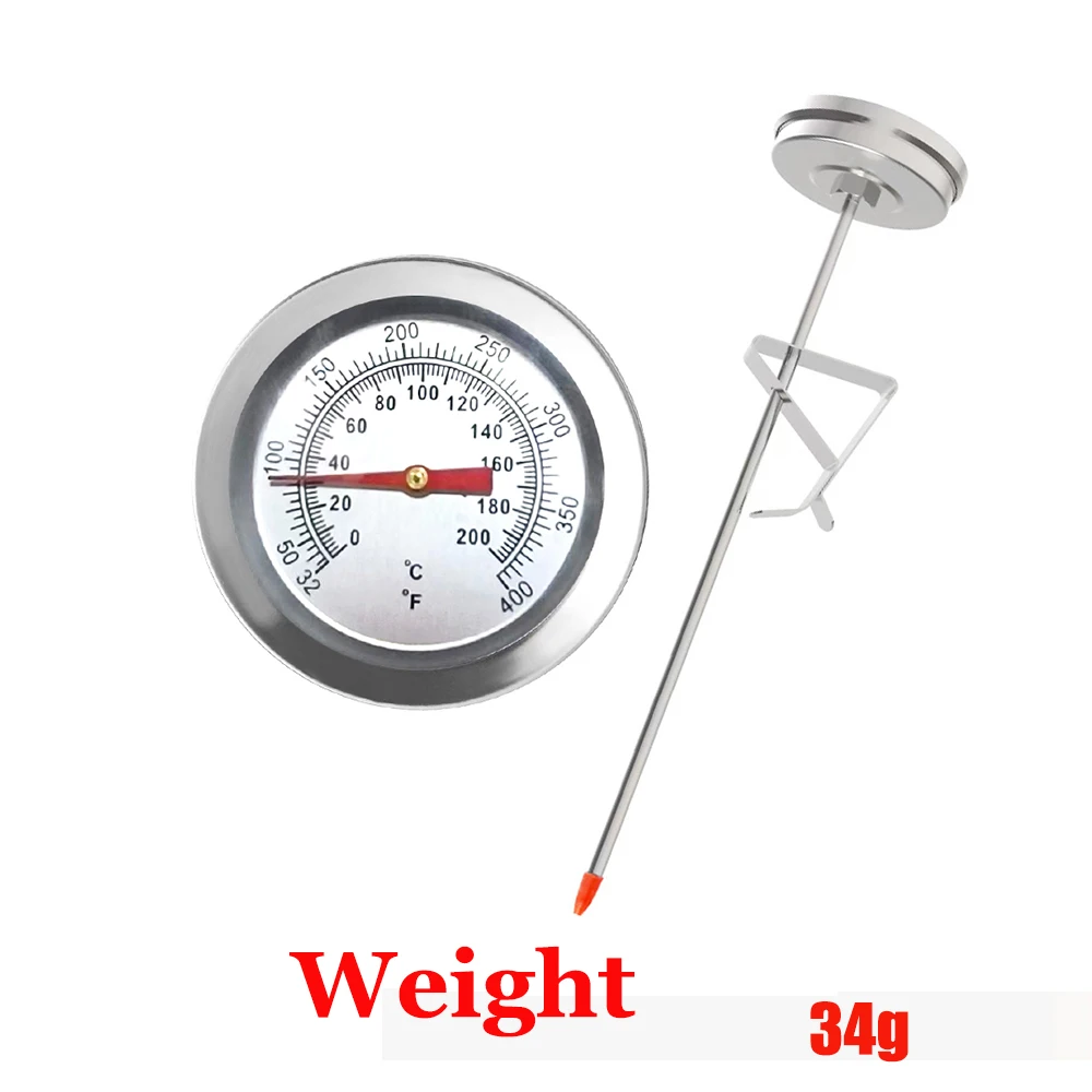 0°C~200°C/32-400°F Milk Coffee Temperature Meter Food Meat Gauge Kitchen Oil Frying Pan Fryer Thermometer 200MM Sensor Probe