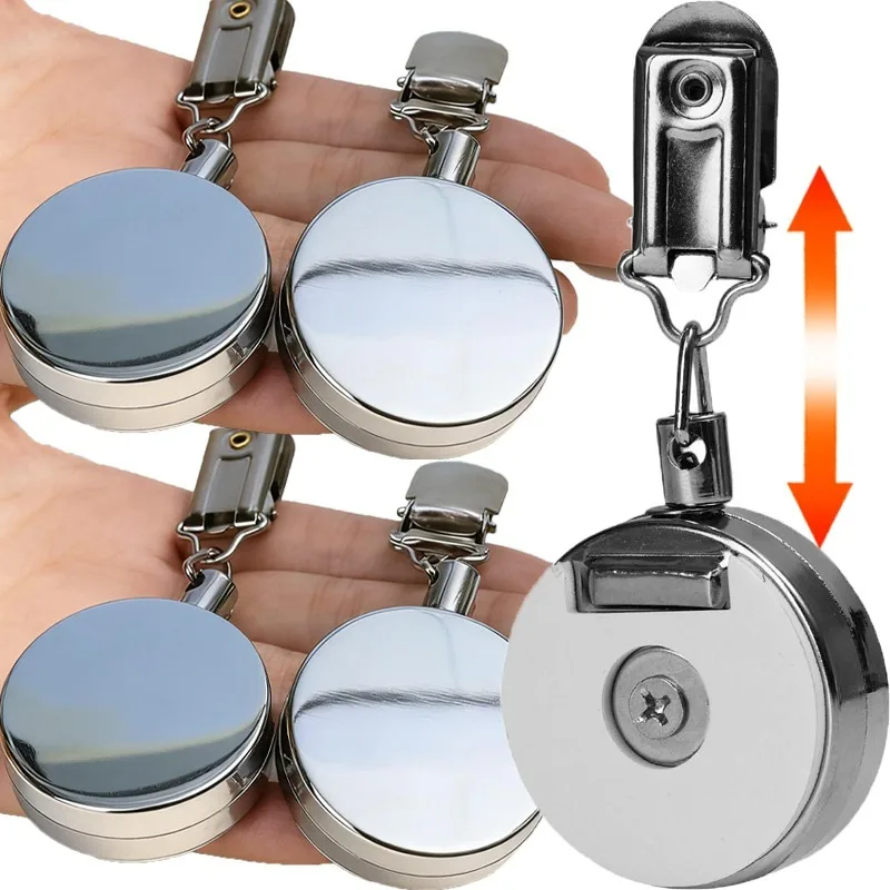 Retractable Keychain Metal Wire Key Ring Anti Lost ID Card Holder Telescopic Burglar Chain Organizer Hanging Ropes Outdoor Tools