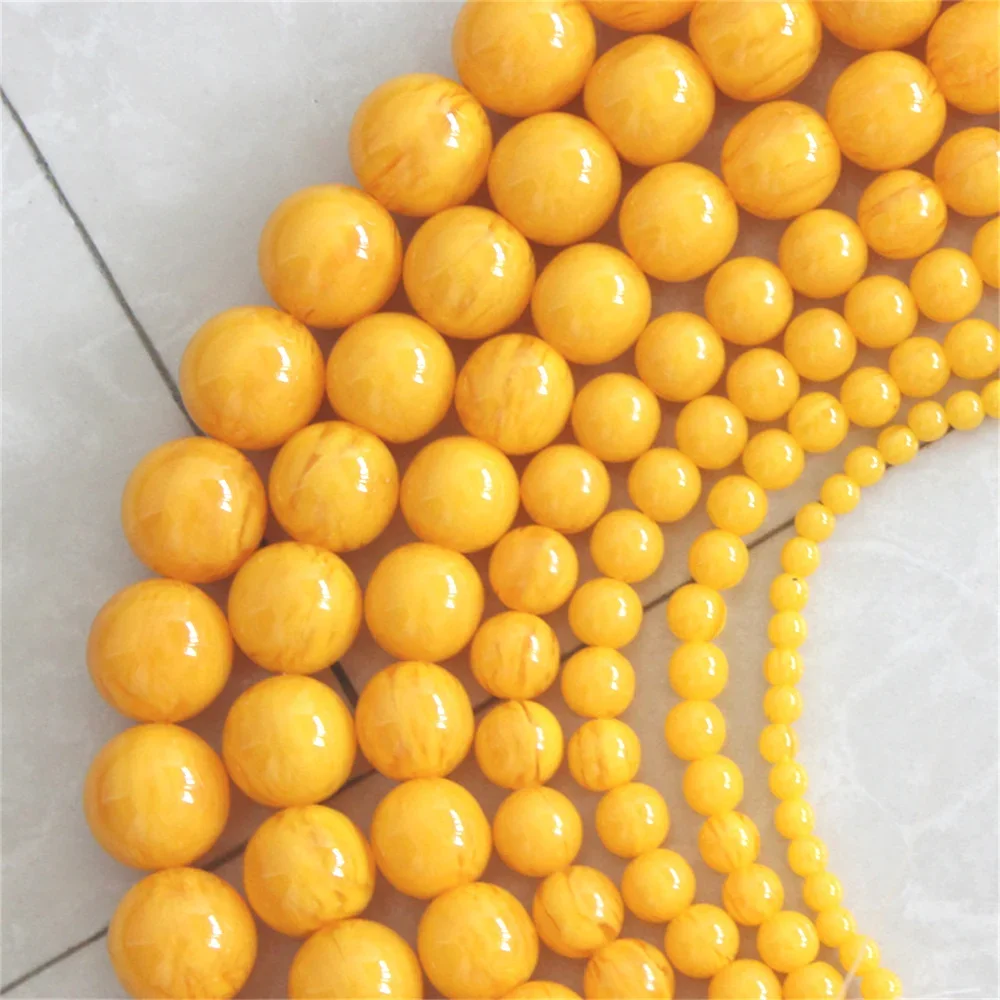 Round Resin Beeswax Ivory Gems 6-14mm Imitation Amber Loose Beads DIY Jewelry Making Necklace Bracelet Crimp End Beads