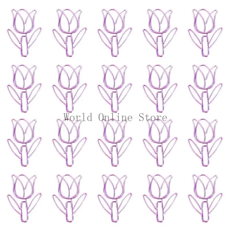 20 PCS Metal Planner Clips Tulips Clips Office Clips Metal Decorative Clips 87HC