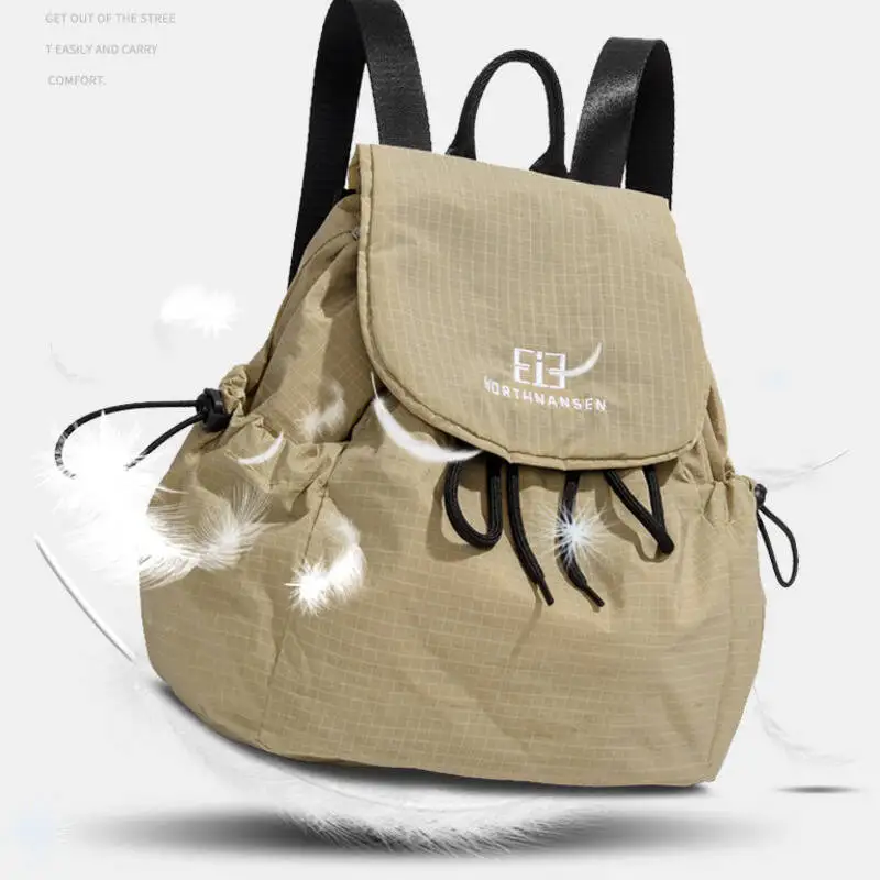Mini Backpack Women Grid Pattern Drawstring Lightweight Small Rucksack for School Commute Outdoor Travel Casual Shoulder Bag