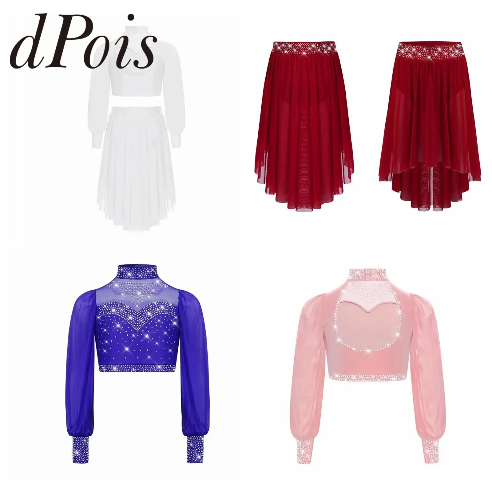 

Teens Girls Rhinestones Ice Skating Clothes Children Modern Lyrical Dance Outfit Dancewear Ballet Outfit Figure Skating Costumes