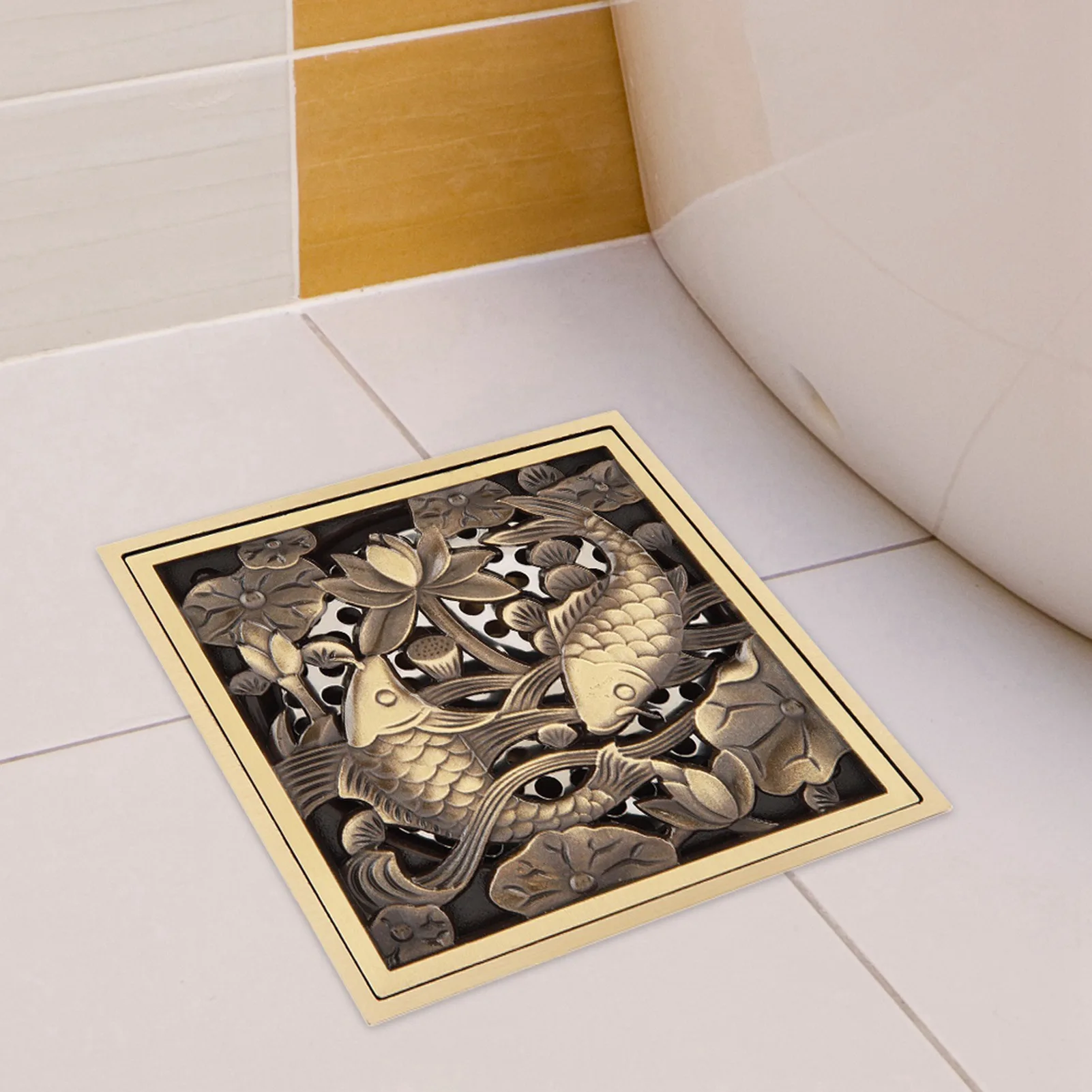 Bathroom Shower Drain Antique Brass 10cm Shower Floor Drain Bathroom Waste Drain Strainer Cover Grate Bathroom Floor Drain