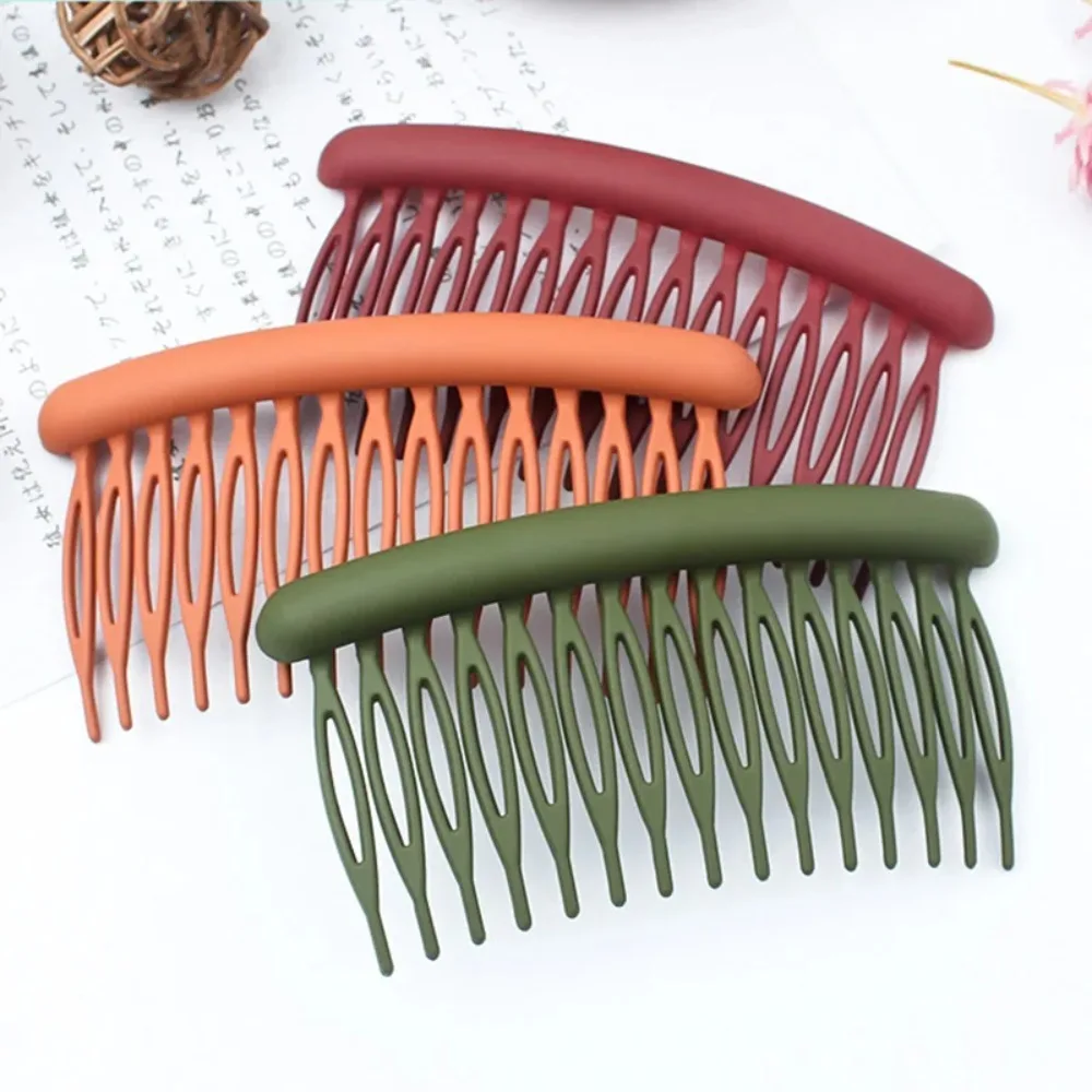Round Hair Comb Clip Kids Girls Non Slip Bangs Fringe Hairpin Insert Comb Secure Fixed Hair Brush Simple Sweet Accessories