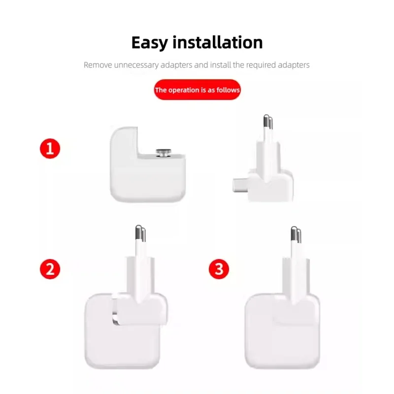 World Travel Plug - EU US UK AU Plug Set for Apple MacBook Pro/Air Charger, Interchangeable Adapter Tips